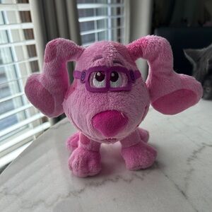 Adorable Pink Stuffed Dog with Glasses